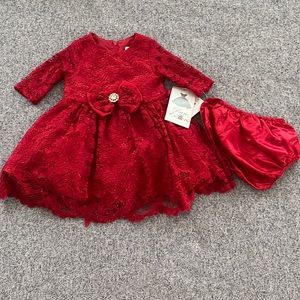 Formal Red-Laced Dress - 6-9 Months